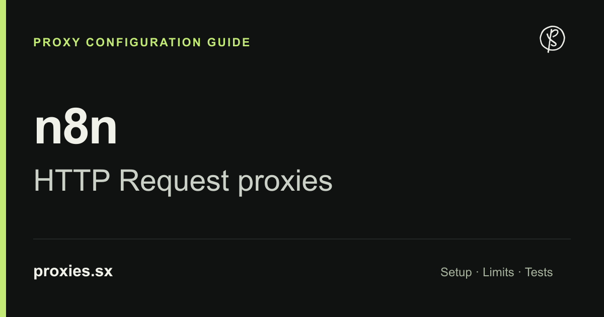 n8n proxy configuration guide. PROXIES.SX logo and proxies.sx address.